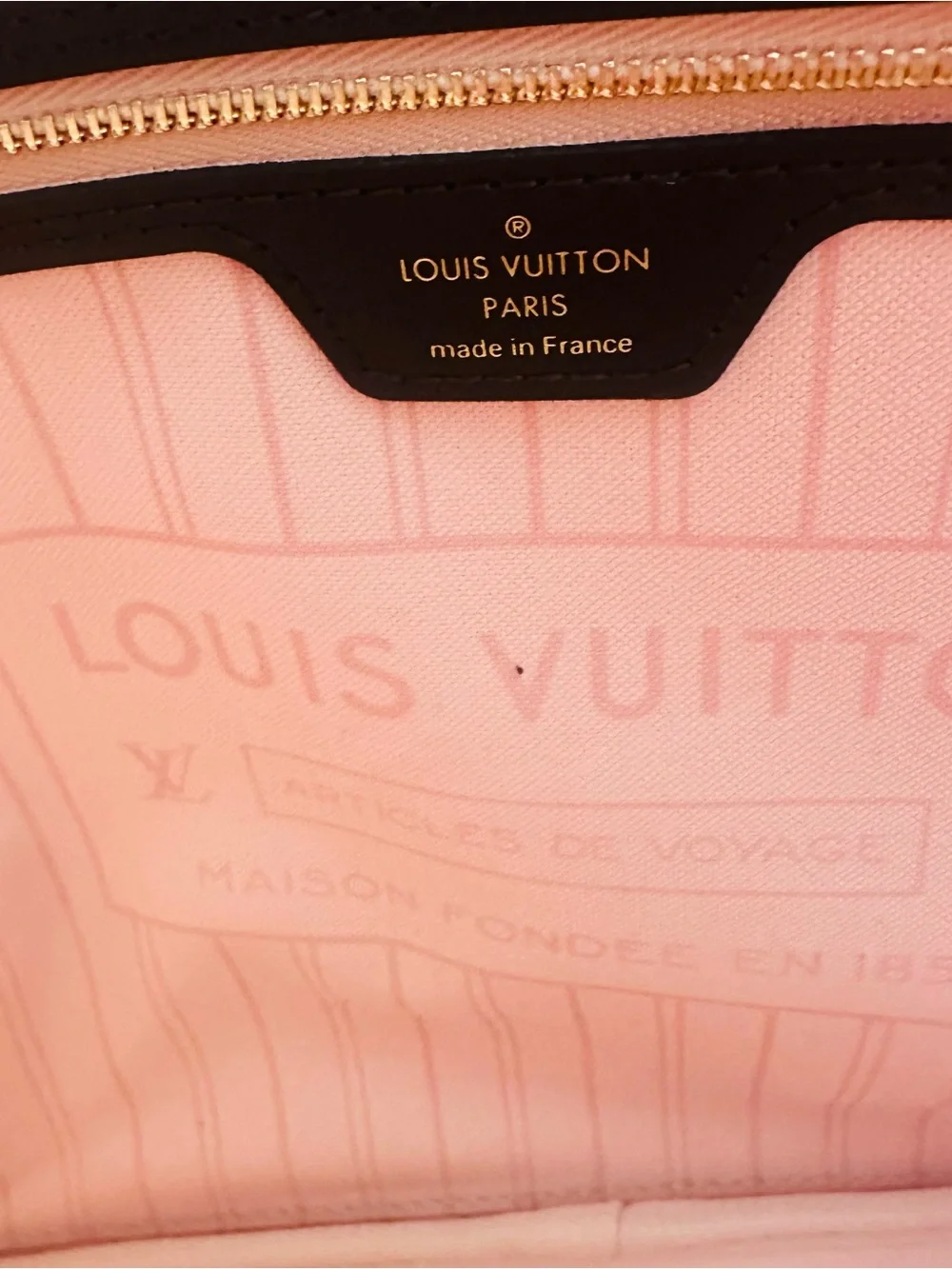 Louis Vuitton Brown Damier mm Canvas Tote with Pink Chevron Strap